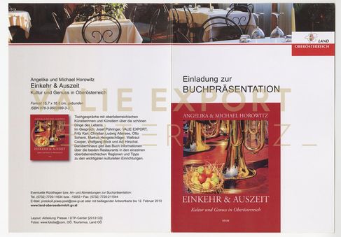 [VEC.004.642] - Einladung zur Buchpräsentation "Einkehr & Auszeit. Kultur und Genuss in Oberöste