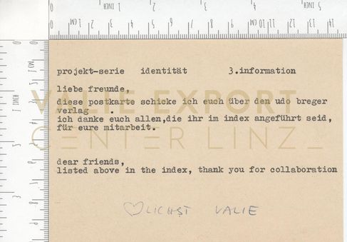 [VEC.000.065.K] - Korrespondenz VALIE EXPORT, ca. 1970/71