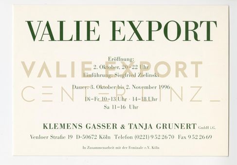 [VEC.004.511] - VALIE EXPORT [Köln, 1996]