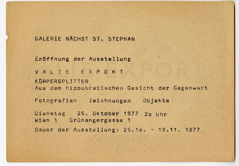 [VEC.004.466] - VALIE EXPORT. KÖRPERSPLITTER. Aus dem hippokratischen Gesicht der Gegenwart