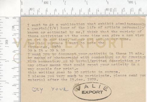 [VEC.000.064.K] - Korrespondenz VALIE EXPORT, 1970