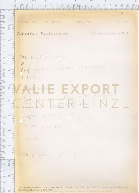 [VEC.001.009] - Korrespondenz Silvia Eiblmayr, VALIE EXPORT