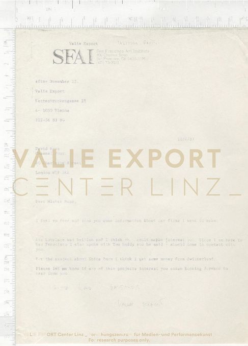 [VEC.000.801] - Korrespondenz VALIE EXPORT, David Ross