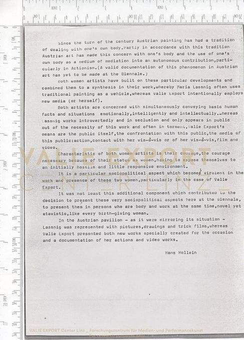 [VEC.006.083] - [ENGL. TEXTE DIV. AKTIONEN] - [Texte H. Hollein und F. Sinowatz]