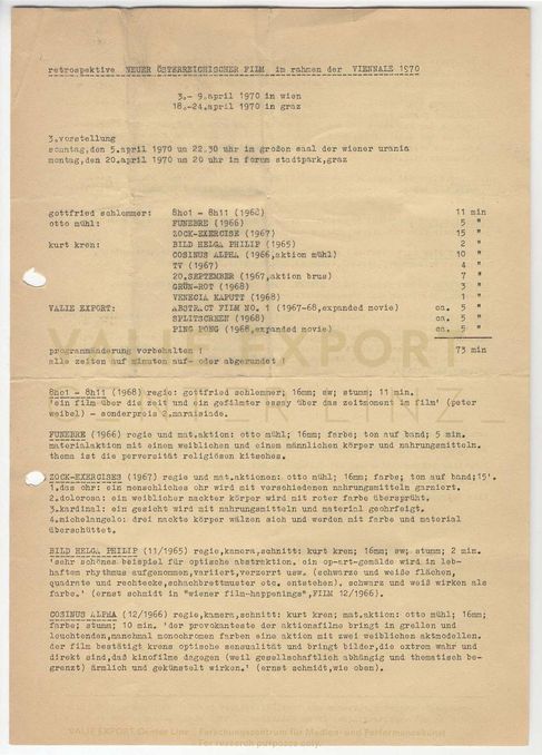 [VEC.003.452] - Retrospektive Neuer österreichischer Film im Rahmen der Viennale 1970