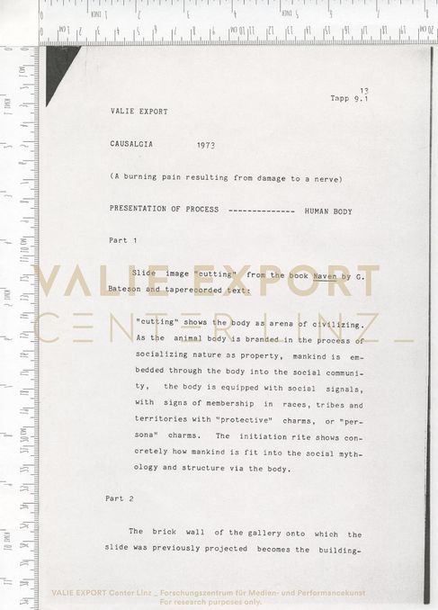 [VEC.006.056] - [ENGL. TEXTE DIV. AKTIONEN] - VALIE EXPORT, CAUSALGIA 1973