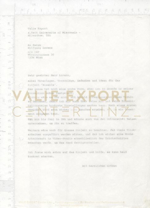 [VEC.005.433] - Korrespondenz VALIE EXPORT, Wolfgang Lorenz