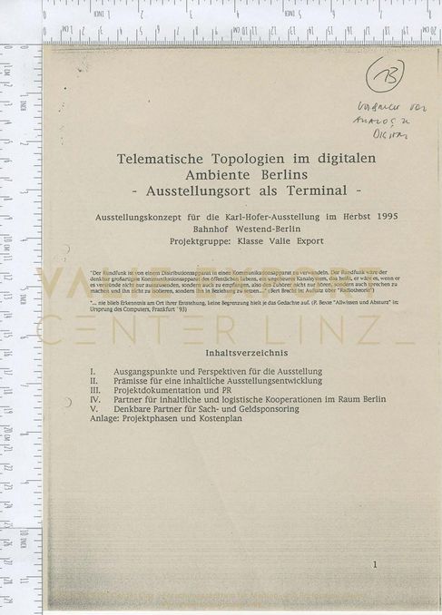 [VEC.002.262] - Telematische Topologien im digitalen Ambiente Berlins. Ausstellungsort als Termi