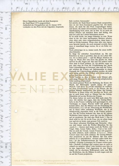 [VEC.000.229] - Dankesrede anlässlich des Kunstpreises der Stadt Basel
