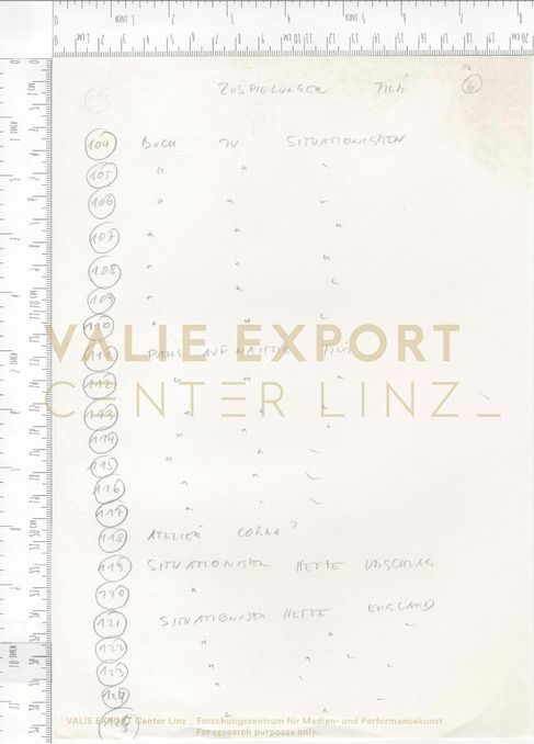 [VEC.006.302] - [Recherchematerialien zu "Aktionskunst International"] - Liste ZUSPIELUNG FILM 6