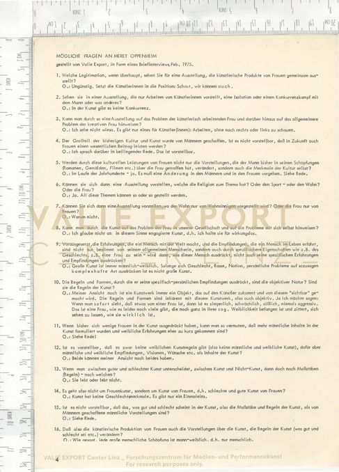 [VEC.000.884] - MÖGLICHE FRAGEN AN MERET OPPENHEIM