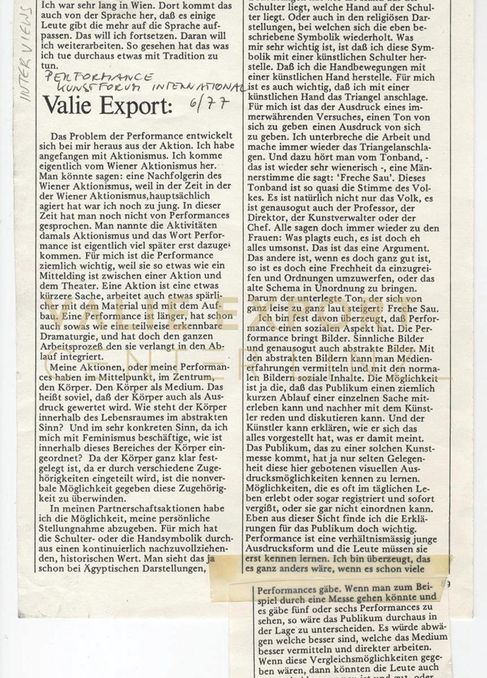 [VEC.003.393] - Performance, Interview mit Valie Export