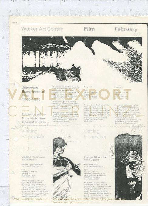 [VEC.002.559] - Walker Art Center. Film February / Avantgarde Film Series Spring 1982
