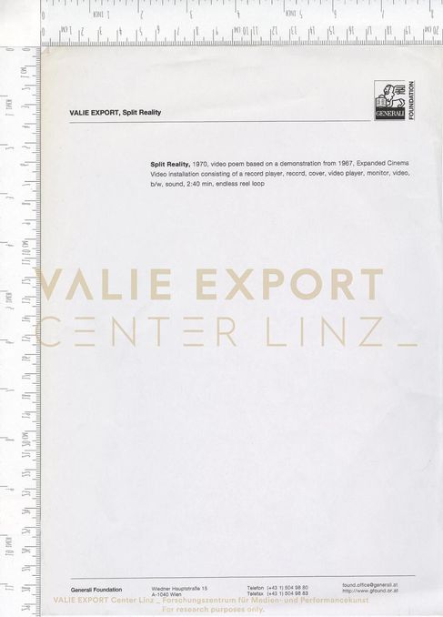 [VEC.000.913] - VALIE EXPORT, Split Reality