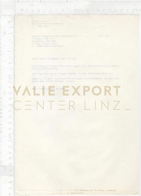 [VEC.000.803] - Korrespondenz VALIE EXPORT, Filmbüro Nordrhein-Westfalen