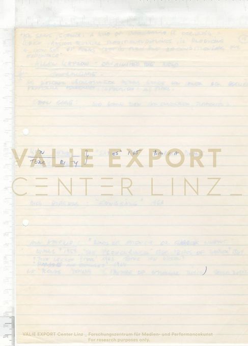 [VEC.006.231] - [Recherchematerial "Aktionskunst International"] - Notizen