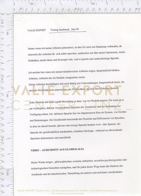 [VEC.002.365] - Vortrag Innsbruck, Mai 99 [MEDIALES ANAGRAMM III - DIFFERENZ]