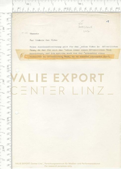 [VEC.003.895] - Theorie. Zur Praxis des Video (Für Hochschule Linz)