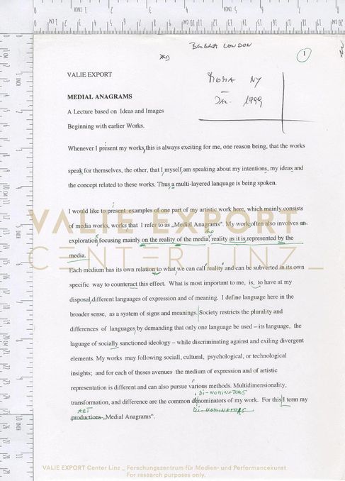 [VEC.002.364] - MEDIAL ANAGRAMS. A lecture based on Ideas and Images. Beginning with earlier Wor