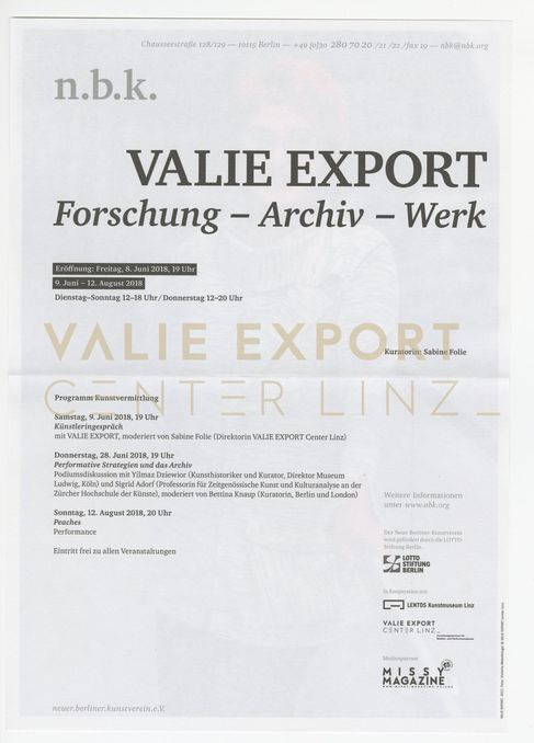 [VEC.004.749] - VALIE EXPORT. Forschung - Archiv - Werk