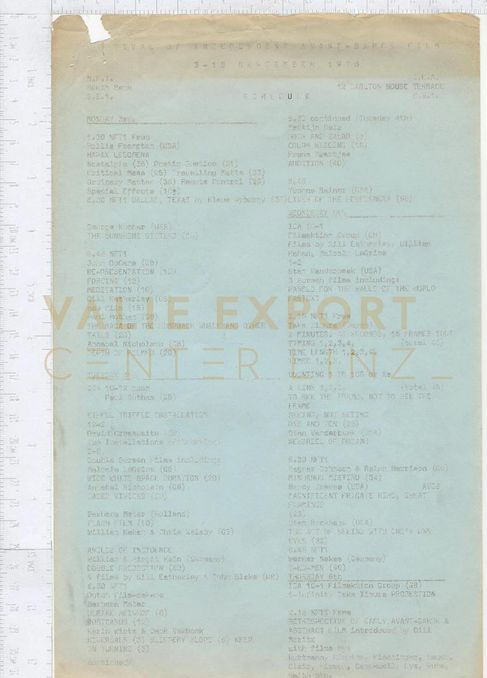 [VEC.002.521] - FESTIVAL OF INDEPENDENT AVANT-GARDE FILM 3-16 September 1973. SCHEDULE