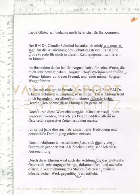 [VEC.000.873] - [Dankesrede VALIE EXPORT 2010]