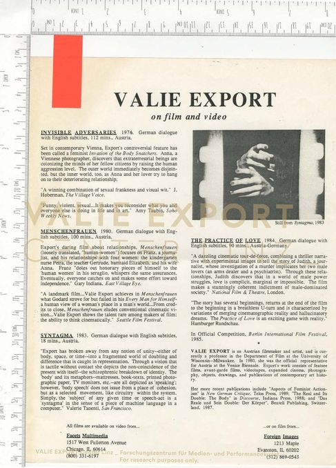 [VEC.000.834] - VALIE EXPORT. on film and video