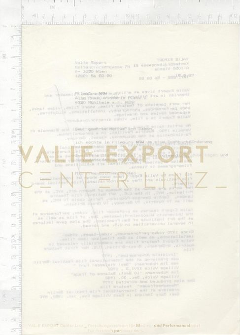 [VEC.000.800] - Korrespondenz  VALIE EXPORT, Filmbüro Nordrhein-Westfalen