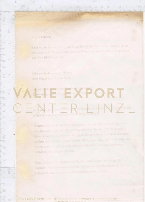 [VEC.000.970] - VALIE EXPORT. Rede bei der Preisverleihung des Oskar Kokoschka Preises