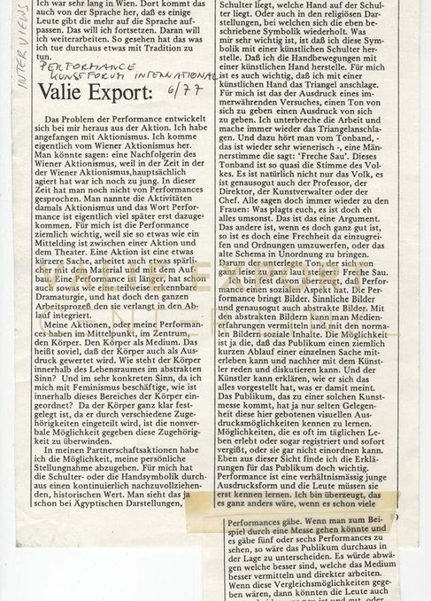 [VEC.003.393] - Performance, Interview mit Valie Export