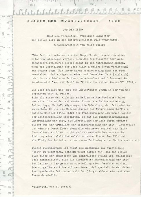 [VEC.000.862] - ORT DER ZEIT*. Spatiale Parameter - Temporale Parameter. Das Medium Zeit in der