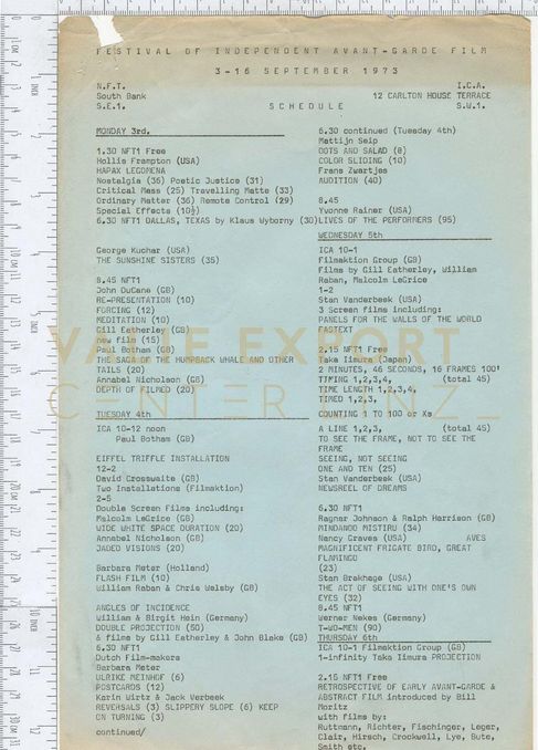 [VEC.002.521] - FESTIVAL OF INDEPENDENT AVANT-GARDE FILM. SCHEDULE