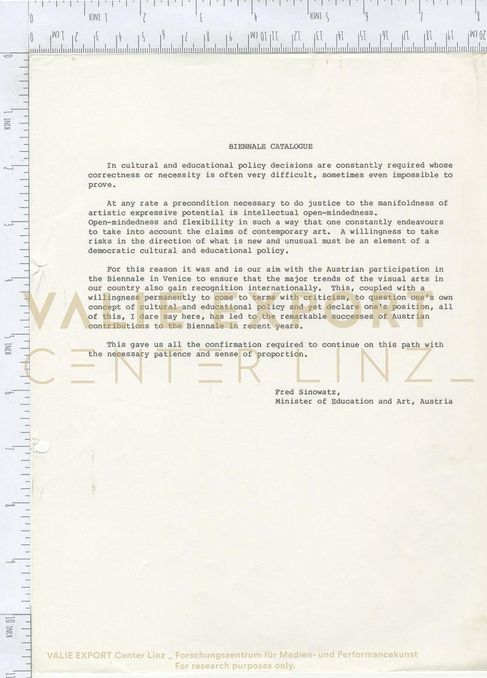 [VEC.002.545] - BIENNALE CATALOGUE / VALIE EXPORT