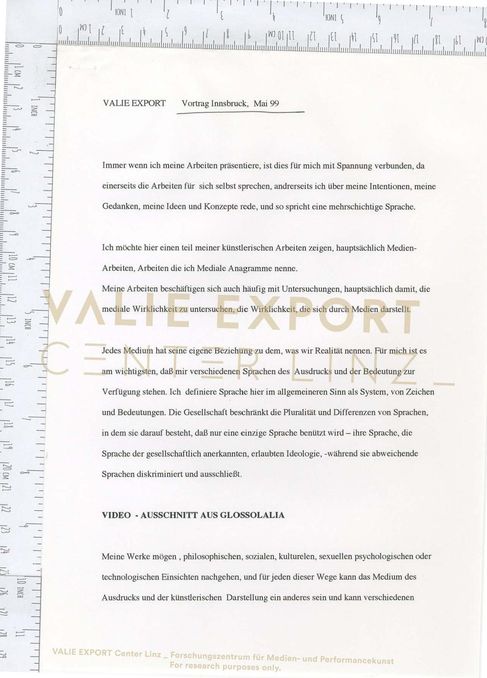 [VEC.002.365] - Vortrag Innsbruck, Mai 99 [MEDIALES ANAGRAMM III - DIFFERENZ]