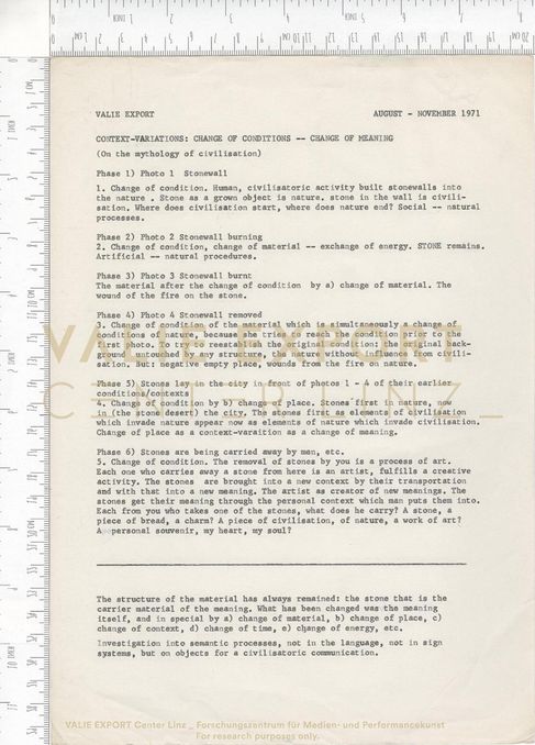 [VEC.006.055] - [ENGL. TEXTE DIV. AKTIONEN] - VALIE EXPORT, CONTEXT-VARIATIONS