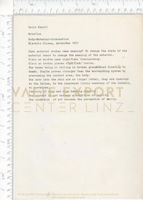 [VEC.006.079] - [ENGL. TEXTE DIV. AKTIONEN] - VALIE EXPORT, Eros/ion