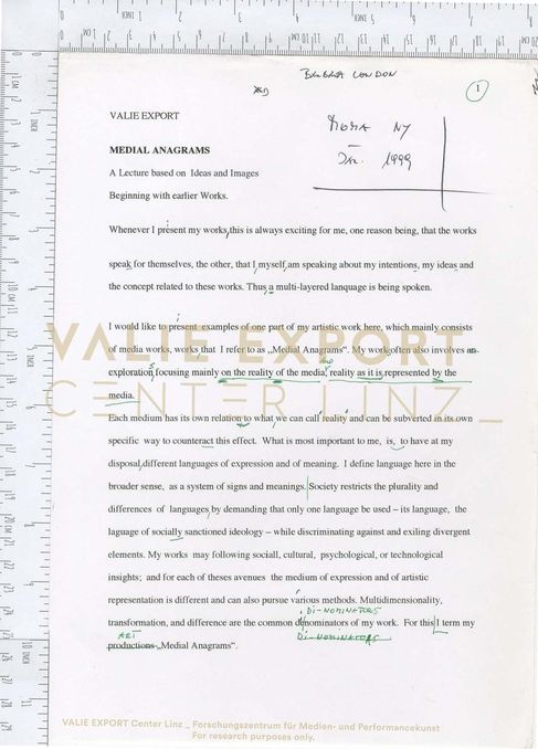 [VEC.002.364] - MEDIAL ANAGRAMS. A lecture based on Ideas and Images. Beginning with earlier Wor