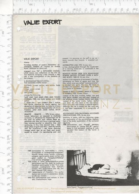 [VEC.006.103] - [ENGL. TEXTE DIV. AKTIONEN] - VALIE EXPORT / PETER WEIBEL