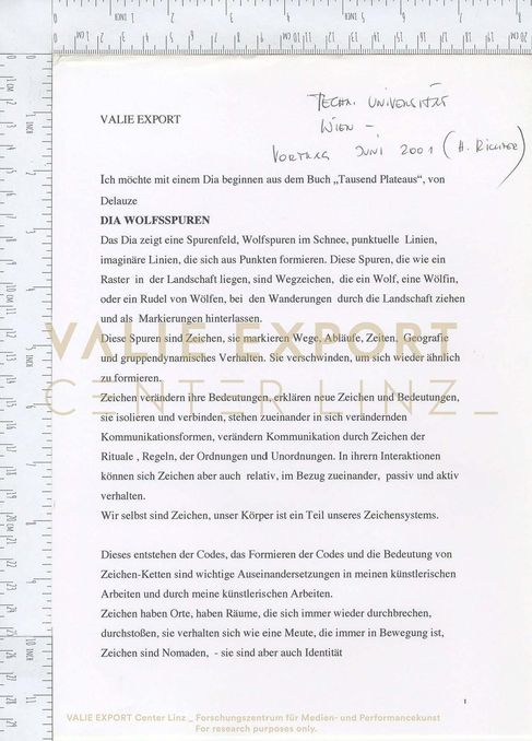 [VEC.002.363] - Vortrag Techn. Universität Wien, Juni 2000 (H. Richter) [VALIE EXPORT spricht üb