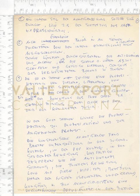 [VEC.006.306] - [Recherchematerialien zu "Aktionskunst International"] - Notizen