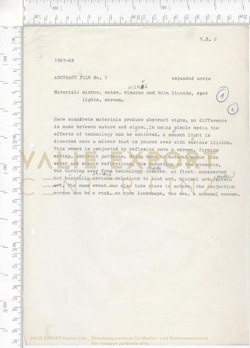 [VEC.006.089] - [ENGL. TEXTE DIV. AKTIONEN] - 1967-68 ABSTRACT FILM No. 1