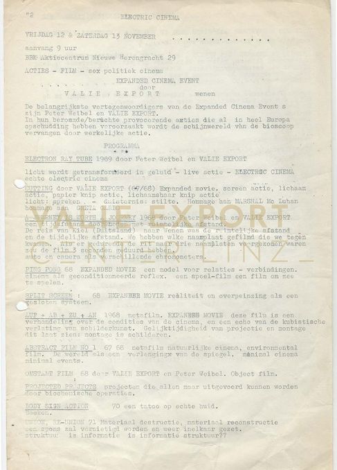 [VEC.003.411] - Electric Cinema: Programm