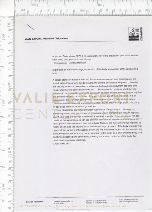 [VEC.006.053] - [ENGL. TEXTE DIV. AKTIONEN] - VALIE EXPORT, Adjuncted Dislocations