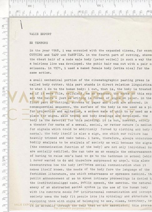 [VEC.006.099] - [ENGL. TEXTE DIV. AKTIONEN] - VALIE EXPORT, EX TEMPORE