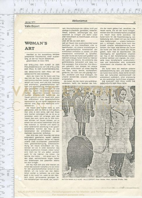 [VEC.002.522] - WOMAN'S ART. manifest zu der ausstellung MAGNA (arbeitstitel frauenkunst), einer