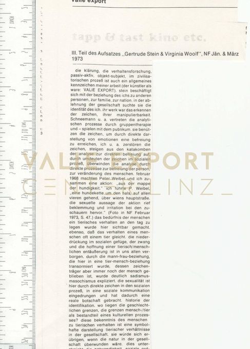 [VEC.000.899] - tapp und tastkino etc. III. Teil des Aufsatzes "Gertrude Stein und Virginia Wool