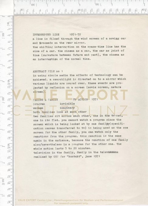 [VEC.006.073] - [ENGL. TEXTE DIV. AKTIONEN] - INTERRUPTED LINE / ABSTRACT FILM no 1 / FACING A F