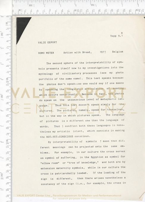 [VEC.006.106] - [ENGL. TEXTE DIV. AKTIONEN] - VALIE EXPORT, HOMO METER