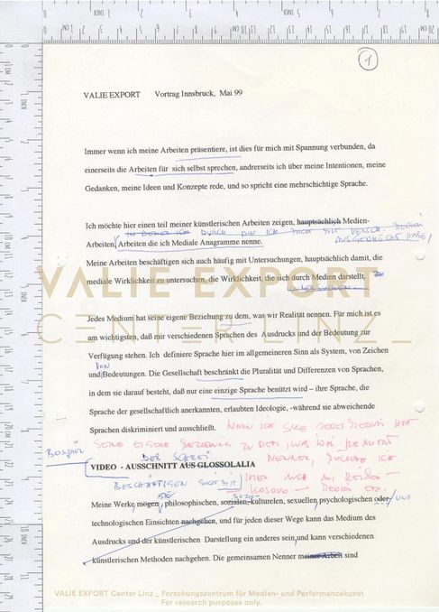 [VEC.002.369] - Vortrag Innsbruck, Mai 99 [MEDIALES ANAGRAMM III - DIFFERENZ]