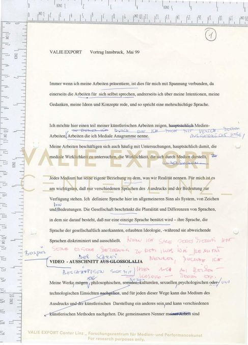 [VEC.002.369] - Vortrag Innsbruck, Mai 99 [MEDIALES ANAGRAMM III - DIFFERENZ]